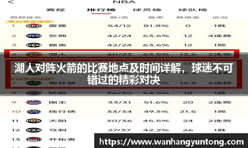 湖人对阵火箭的比赛地点及时间详解,球迷不可错过的精彩对决